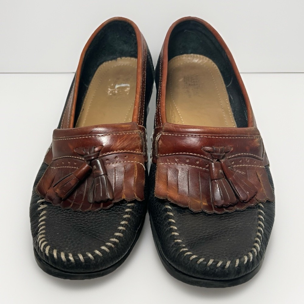 G.H. Bass Weejuns Tassel Loafers Men's Size 10 Black Tan Leather Pre-Owned Shoes